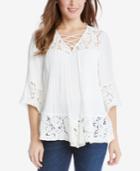 Karen Kane Lace-up Lace-trim Top