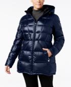 Calvin Klein Plus Size Hooded Packable Puffer Coat, Created For Macy's