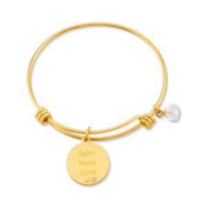 Unwritten Yellow Gold Tone Faith Hope Love Charm Bangle Bracelet, 8 Length, 2.25 Diameter