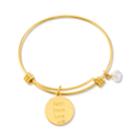 Unwritten Yellow Gold Tone Faith Hope Love Charm Bangle Bracelet, 8 Length, 2.25 Diameter