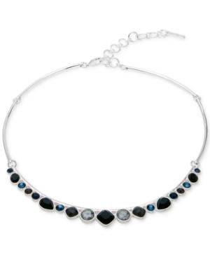 Nine West Silver-tone Multi-stone Choker Necklace