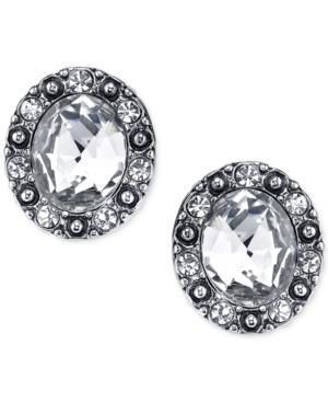 2028 Silver-tone Oval Stone Halo Stud Earrings, A Macy's Exclusive Style