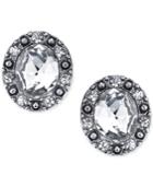 2028 Silver-tone Oval Stone Halo Stud Earrings, A Macy's Exclusive Style