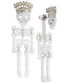 Betsey Johnson Silver-tone Crystal Skeleton Drop Earrings