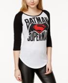 Bioworld Juniors' Batman Superman Graphic Baseball T-shirt