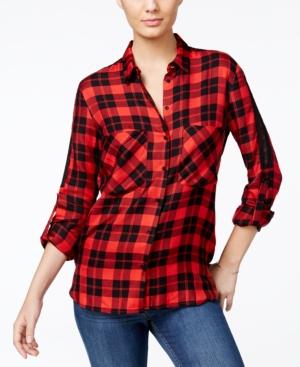 Guess Jennie Plaid Lace-inset Shirt