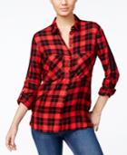 Guess Jennie Plaid Lace-inset Shirt