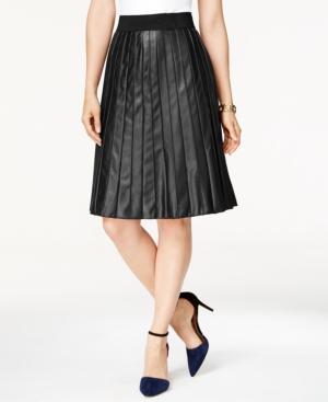 Alfani Faux-leather Pleated A-line Skirt, Only At Macy's