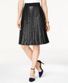 Alfani Faux-leather Pleated A-line Skirt, Only At Macy's