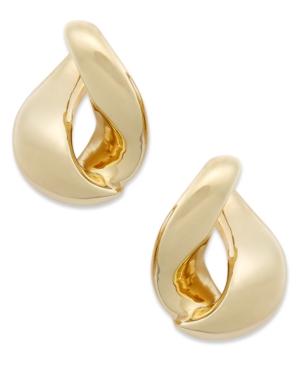 14k Gold Earrings, Foldover Stud Earrings