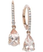 Morganite (1-1/5 Ct. T.w.) And Diamond (1/10 Ct. T.w.) Earrings In 14k Rose Gold