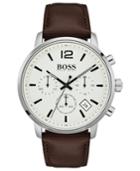 Boss Hugo Boss Men's Chronograph Attitude Brown Leather Strap Watch 44mm
