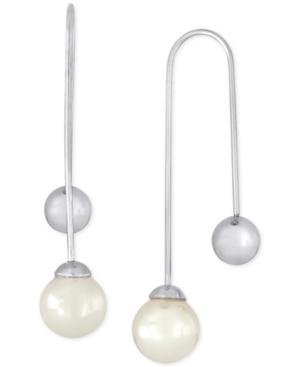 Majorica Silver-tone Imitation Pearl Threader Earrings