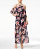 Xoxo Juniors' Printed Ruffled Cold-shoulder Dress