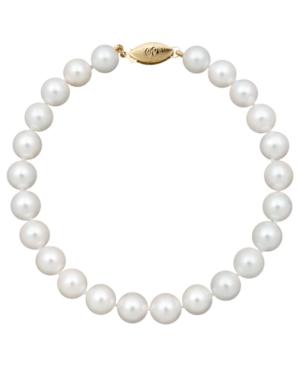 "belle De Mer Pearl Bracelet, 8"" 14k Gold A+ Akoya Cultured Pearl Strand (7-7-1/2mm)"