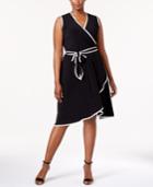 Calvin Klein Plus Size Belted Faux Wrap Dress