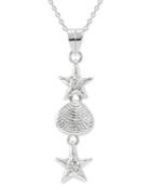 Giani Bernini Seashell And Starfish Pendant Necklace In Sterling Silver, Created For Macy's