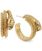 Betsey Johnson Gold-tone Snake Hoop Earrings