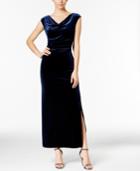 Msk Draped Velvet Slit Gown