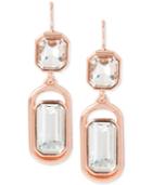 Kenneth Cole Rose Gold-tone Faceted Stone Double-drop Earrings