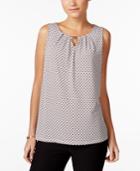 Charter Club Petite Printed Keyhole Top, Created For Macy's
