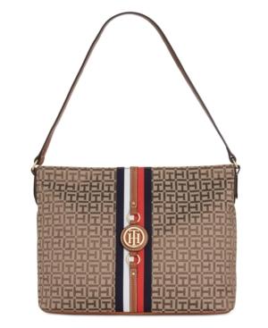 Tommy Hilfiger Jaden Monogram Jacquard Medium Hobo