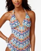 Bar Iii Printed Halter Tankini Top, Only At Macy's Women's Swimsuit