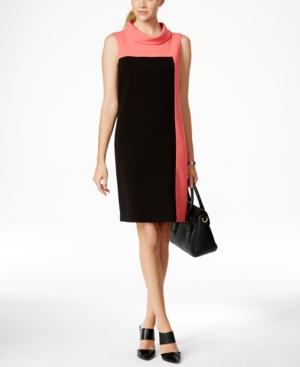 Tahari Asl Corblocked Mock-neck Shift Dress