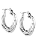 Anne Klein Silver-tone 3 Ring Hoop Earrings