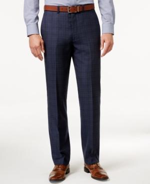 Ryan Seacrest Distinction Men's Modern Fit Blue Flannel Glen Plaid Suit Pants, Only At Macy's