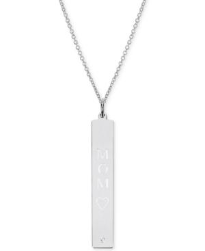 Sarah Chloe Diamond Accent Mom Bar Pendant Necklace In 14k Gold Over Silver, 16 + 2 Extender (also Available In Sterling Silver)