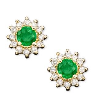 Effy Emerald (1/2 Ct. T.w.) And Diamond Accent Stud In 14k Gold