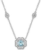 Aquamarine (3/4 Ct. T.w.) And Diamond Accent Pendant Necklace In 14k White Gold