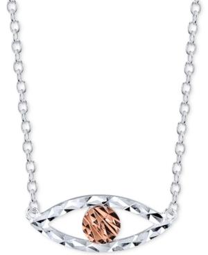 Unwritten Two-tone Evil-eye Pendant Necklace In Sterling Silver