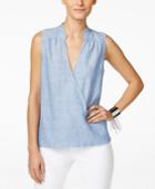 Inc International Concepts Sleeveless Surplice Linen Top, Only At Macy's