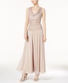 R & M Richards Draped & Ruched Shimmer Gown