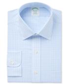 Brooks Brothers Men's Milano Extra-slim Fit Non-iron Light Blue Checked Dress Shirt