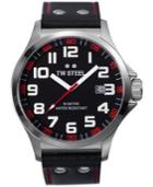 Tw Steel Unisex Pilot Black Leather Strap Watch 48mm Tw411