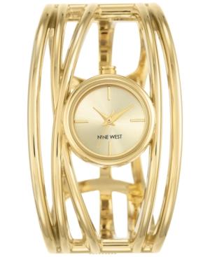 Nine West Women's Gold-tone Open Bangle Bracelet Watch 22mm Nw-1974chgb