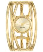 Nine West Women's Gold-tone Open Bangle Bracelet Watch 22mm Nw-1974chgb