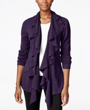 Karen Scott Ruffled Open-front Cardigan, Only At Macy's