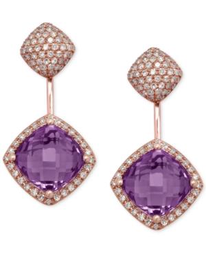 Effy Amethyst (3/4 Ct. T.w.) And Diamond (3/4 Ct. T.w.) Earrings In 14k Rose Gold