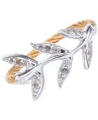 Charriol Women's Laetitia White Topaz-accent Leaves Two-tone Pvd Stainless Steel Cable Ring
