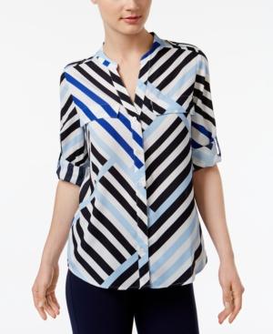Calvin Klein Striped Utility Blouse