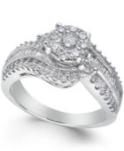 Diamond Swirl Engagement Ring (1 Ct. T.w.) In 14k White Gold