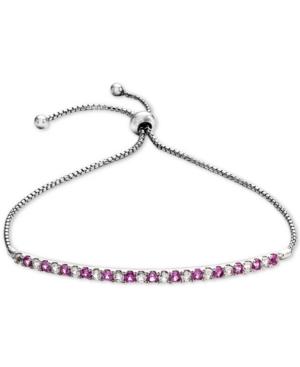 Lab-created Pink Sapphire (5/8 Ct. T.w.) & White Sapphire (5/8 Ct. T.w.) Bolo Bracelet In Sterling Silver