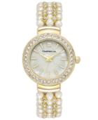 Charter Club Women's Crystal Gold-tone Imitation Pearl Bracelet Watch 28mm, Created For Macy's