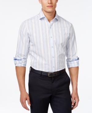 Tasso Elba Big And Tall Striped Dobby Shirt, Only At Macy's
