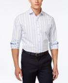 Tasso Elba Big And Tall Striped Dobby Shirt, Only At Macy's