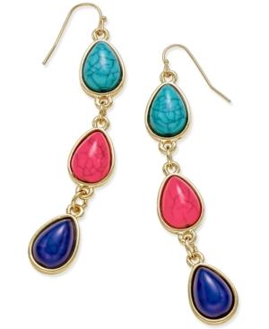 Thalia Sodi Gold-tone Multi Stone Linear Earrings, Only At Macy's